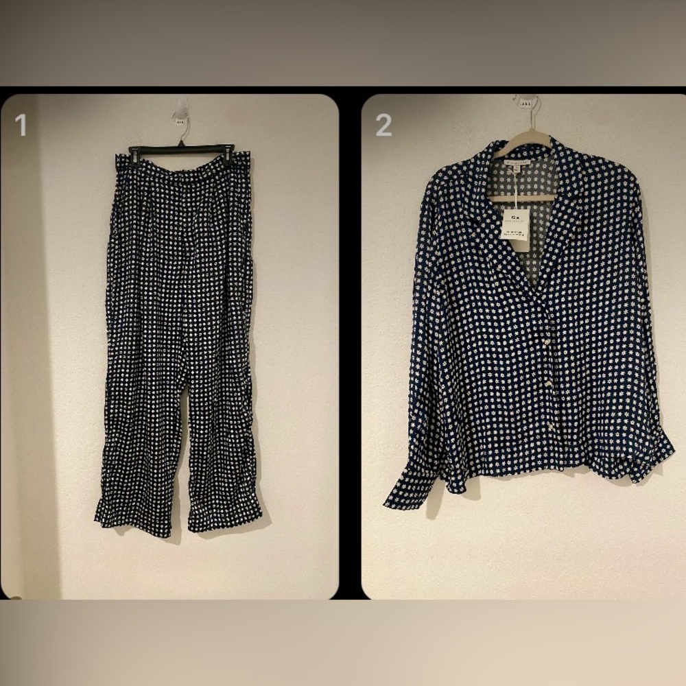 Free assembly. Navy and White Checkered Pajama Set new